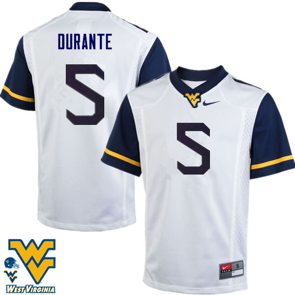 NCAA Men's Jovon Durante West Virginia Mountaineers White #5 Nike Stitched Football College Authentic Jersey IU23W87XS